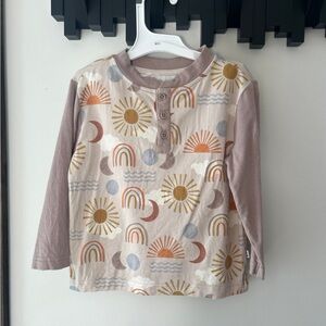 Little Sleepies Sun and Rainbow Long Sleeve Shirt - Brown and Cream